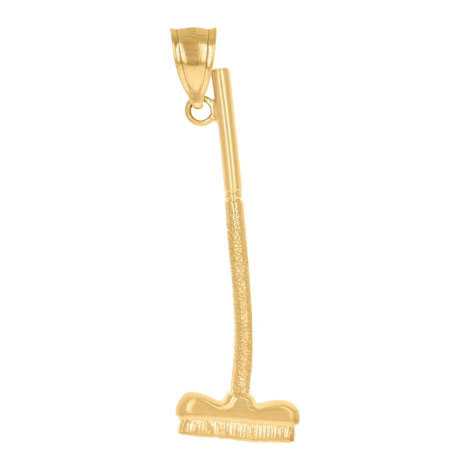 10kt Yellow Gold Mens Sweeping Brush Charm Pendant