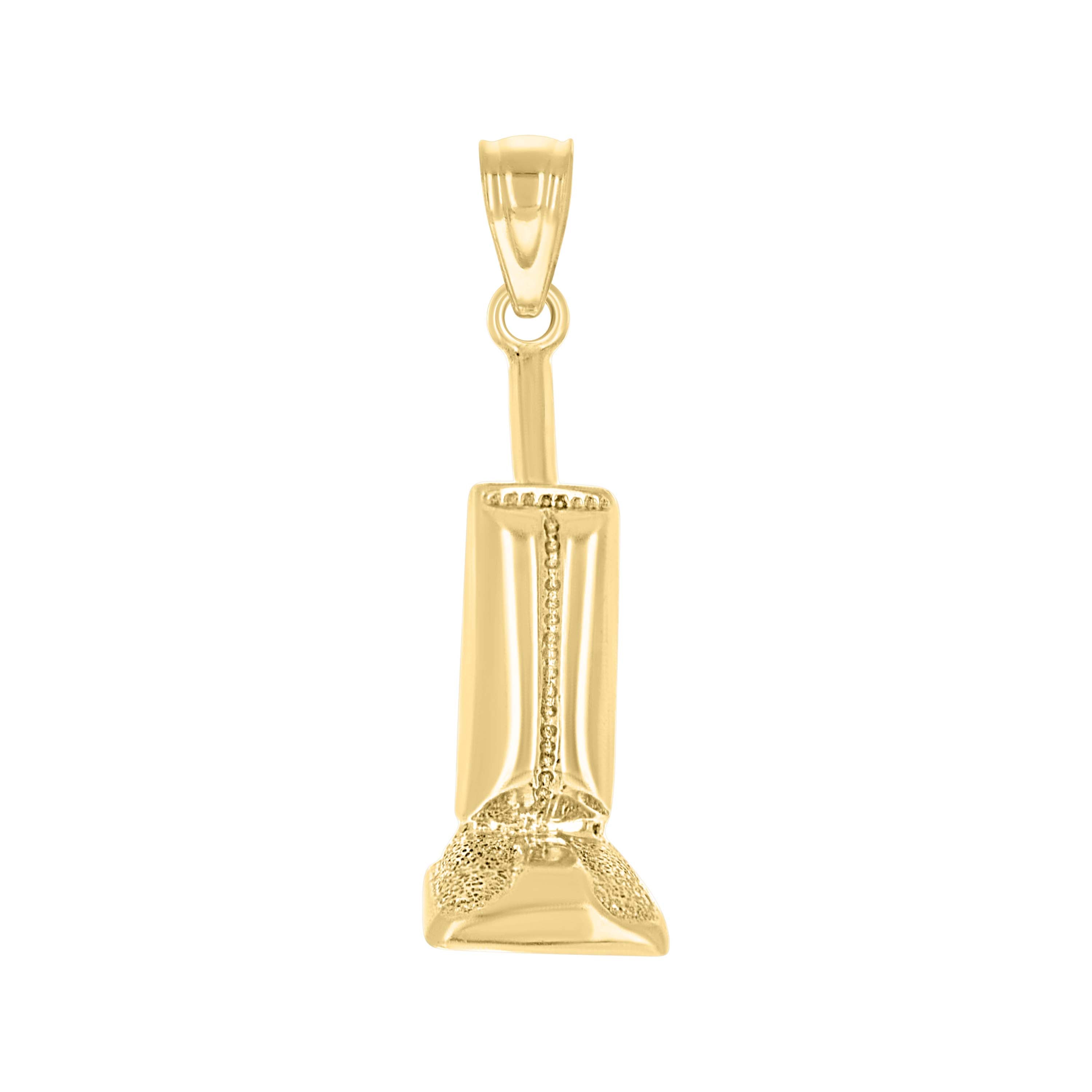 10kt Yellow Gold Textured Unisex Vacuum Cleaner Tools Charm Pendant