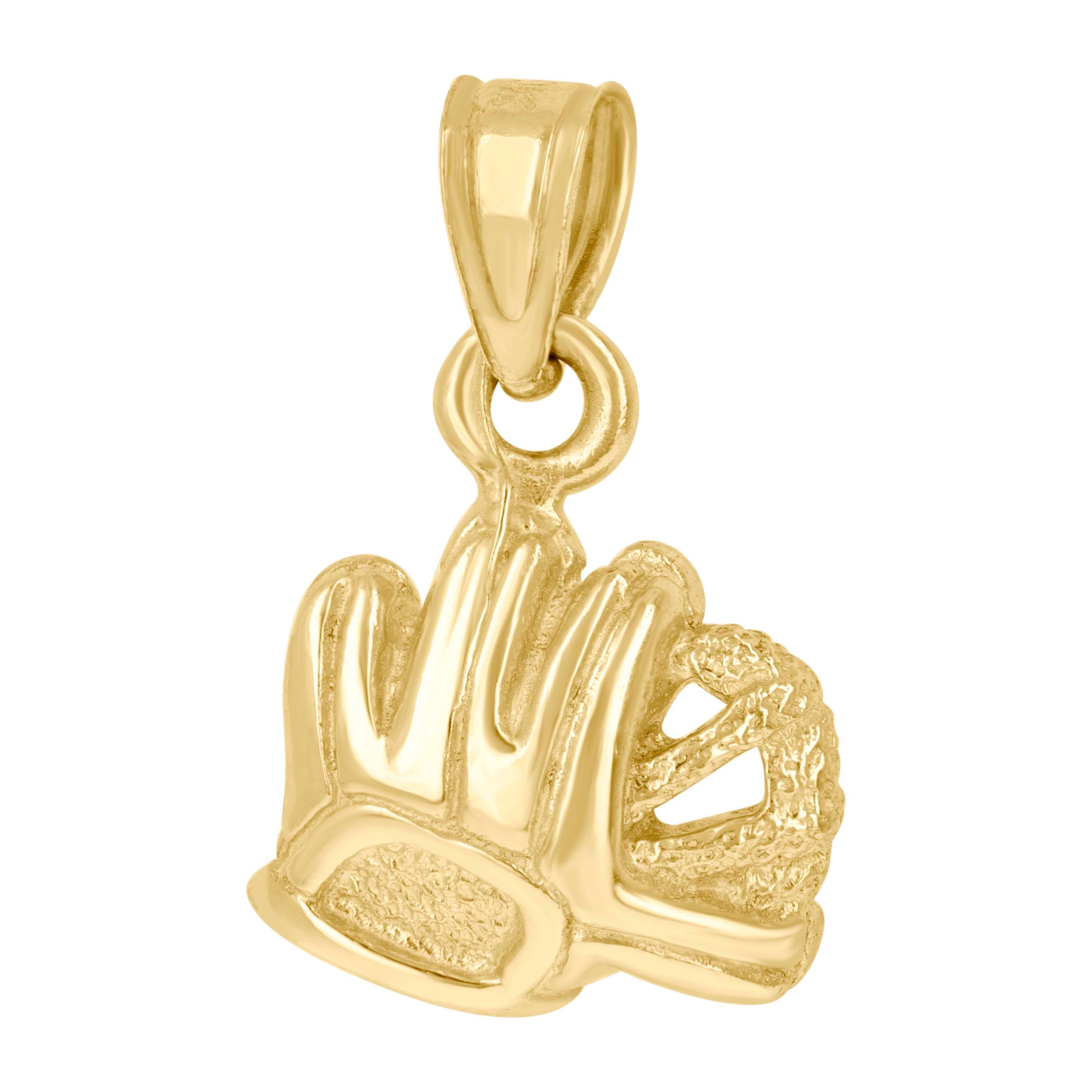 10kt Yellow Gold Unisex Baseball Glove Ball Sports Charm Pendant