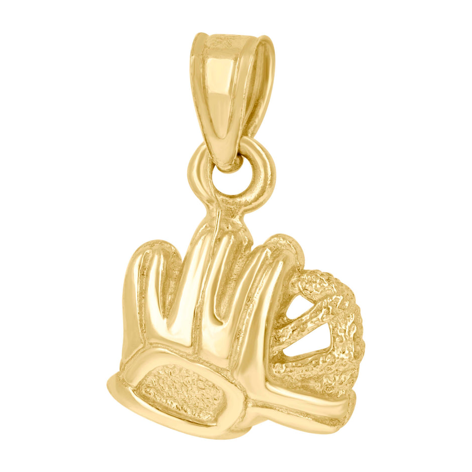 10kt Yellow Gold Unisex Baseball Glove Ball Sports Charm Pendant