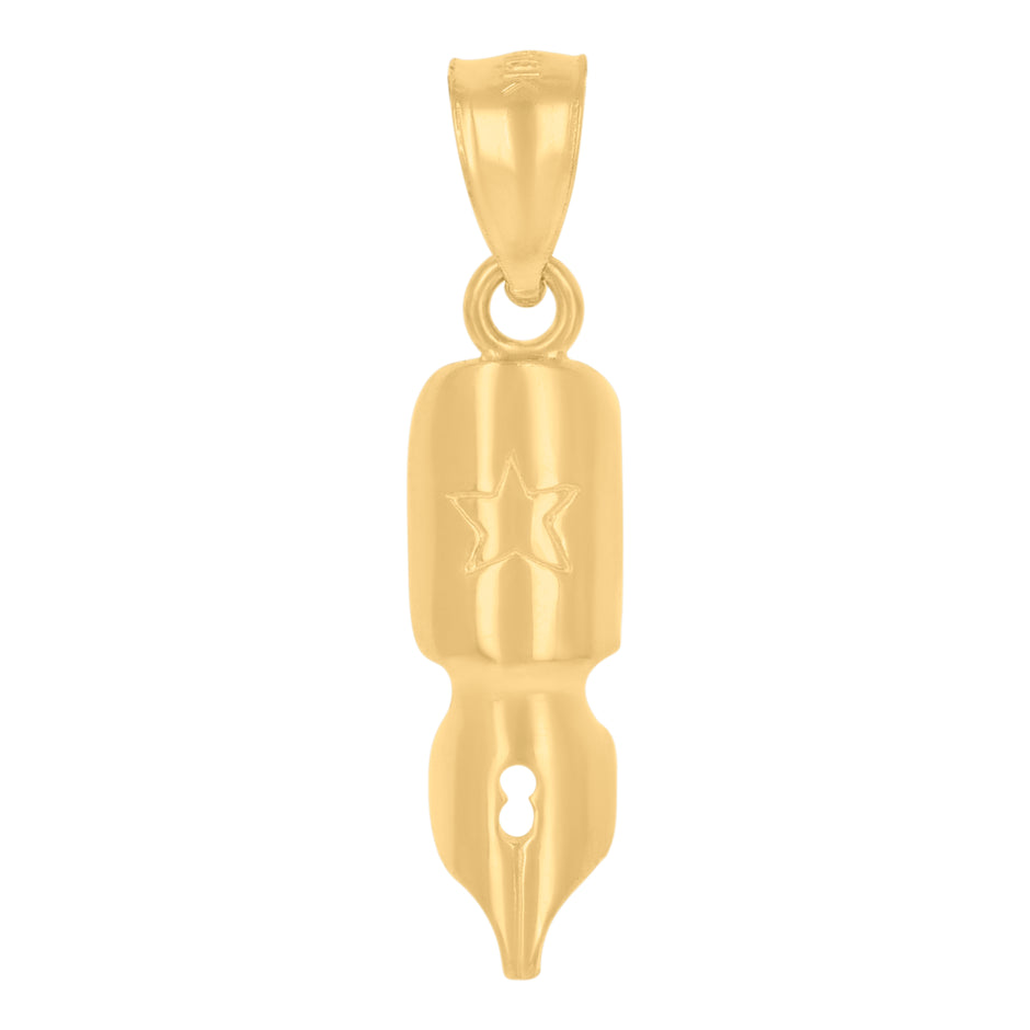10kt Yellow Gold Mens Pen Nib Charm Pendant