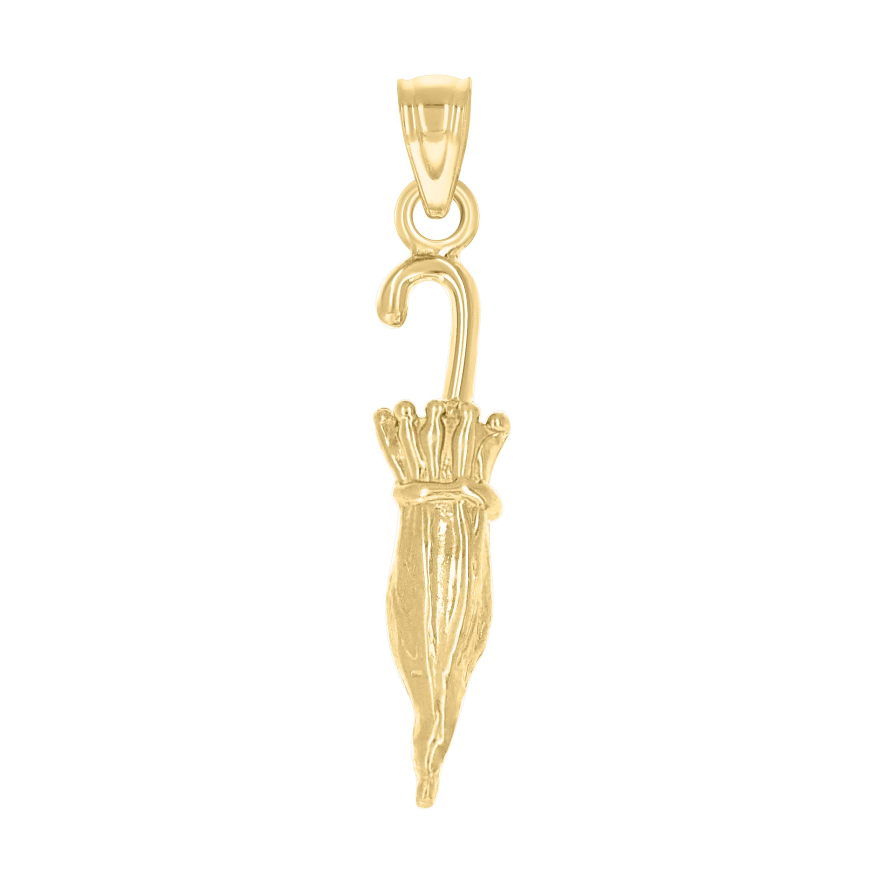 10kt Yellow Gold Unisex Umbrella Tools Charm Pendant