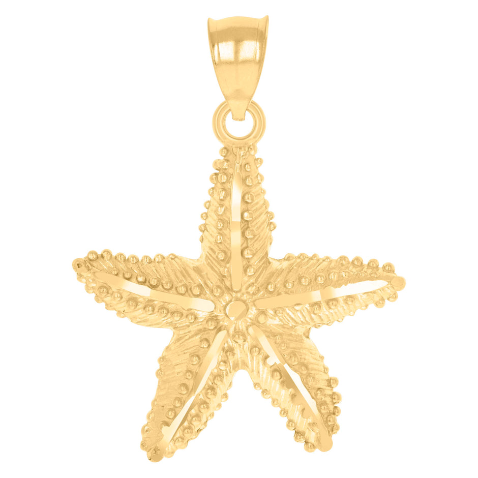 10kt Yellow Gold Diamond-Cut Womens Star Fish Animal Charm Pendant