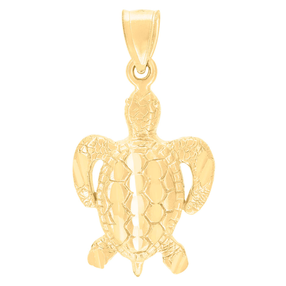 10kt Yellow Gold Unisex Turtle Animal Charm Pendant
