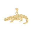 10kt Yellow Gold Mens Diamond-Cut Textured Crocodile Animal Charm Pendant