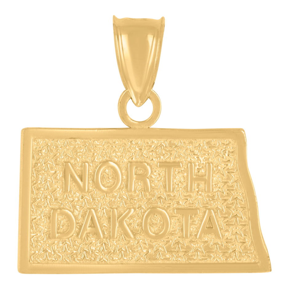 10kt Yellow Gold Textured Unisex North Dakota State Charm Pendant