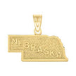 10kt Yellow Gold Textured Unisex Nebraska State Charm Pendant