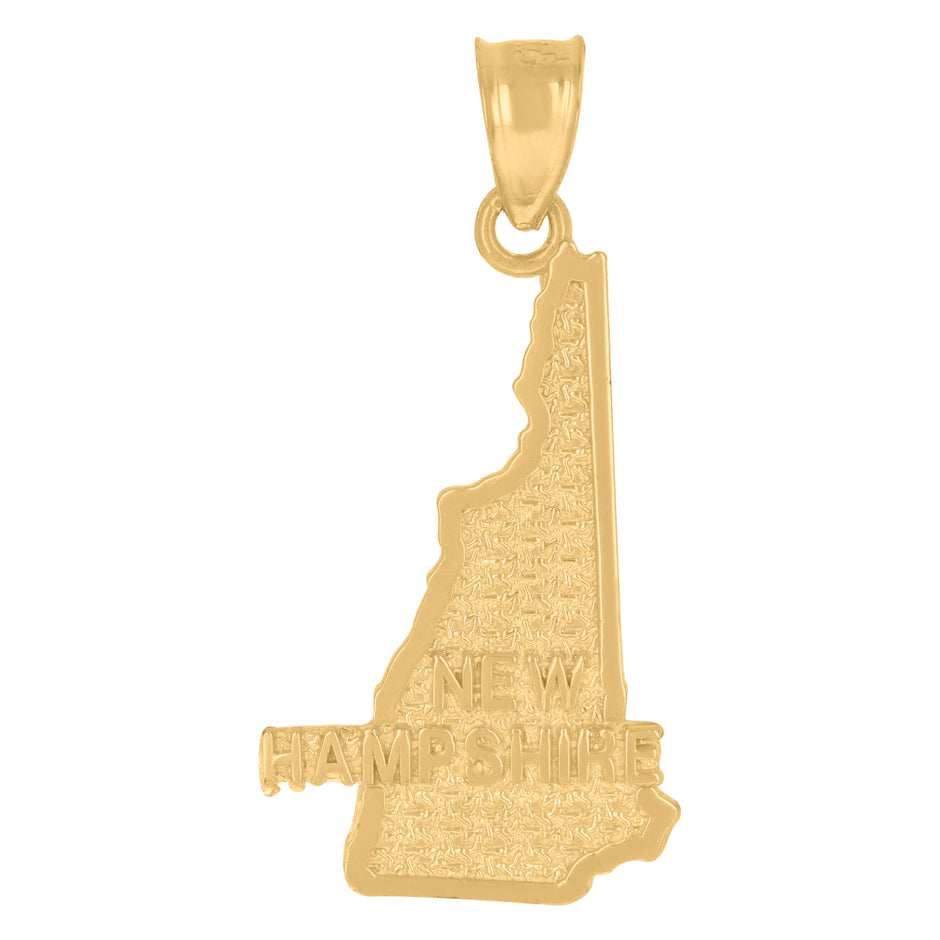 10kt Yellow Gold Textured Unisex New Hampshire State Charm Pendant