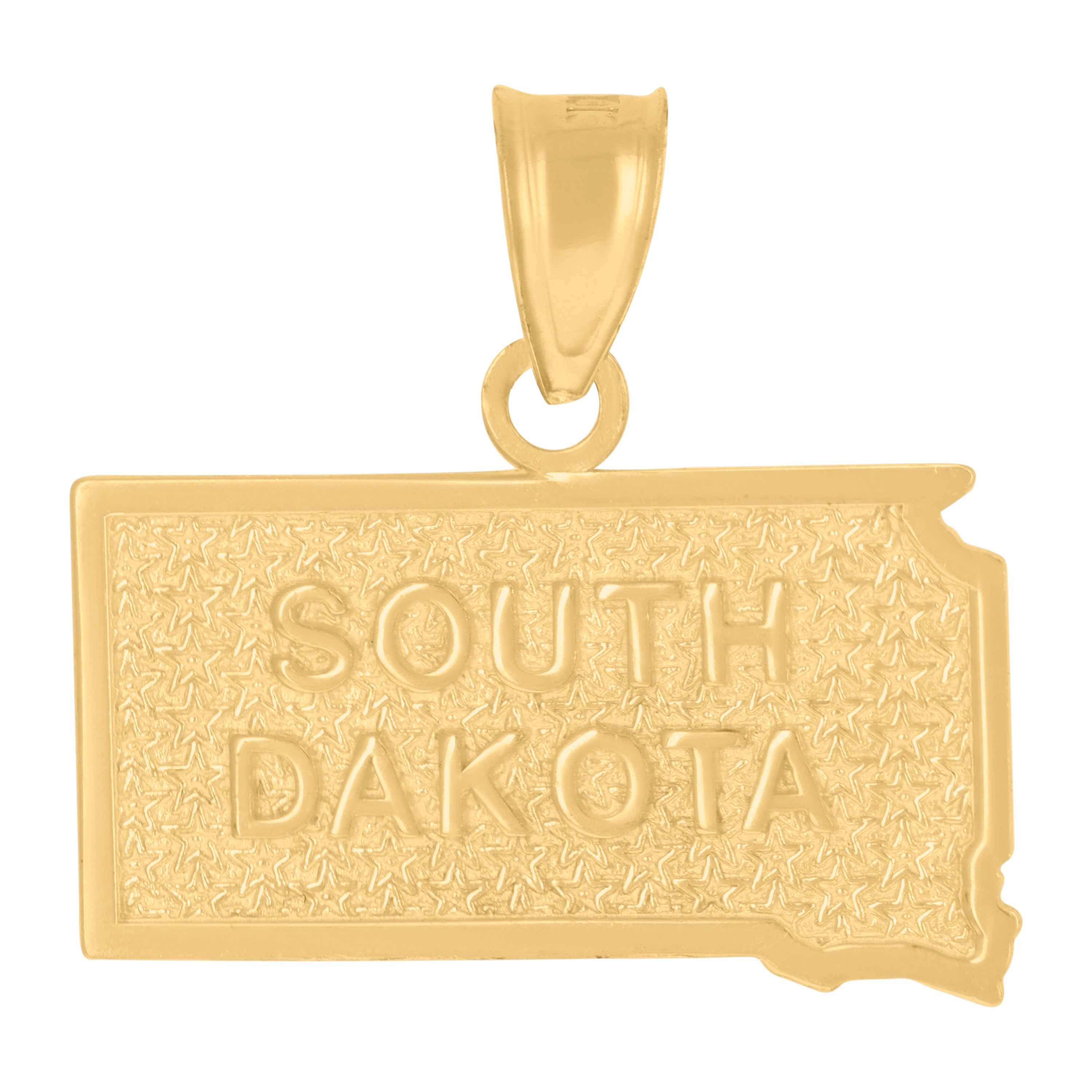 10kt Yellow Gold Textured Unisex South Dakota State Charm Pendant