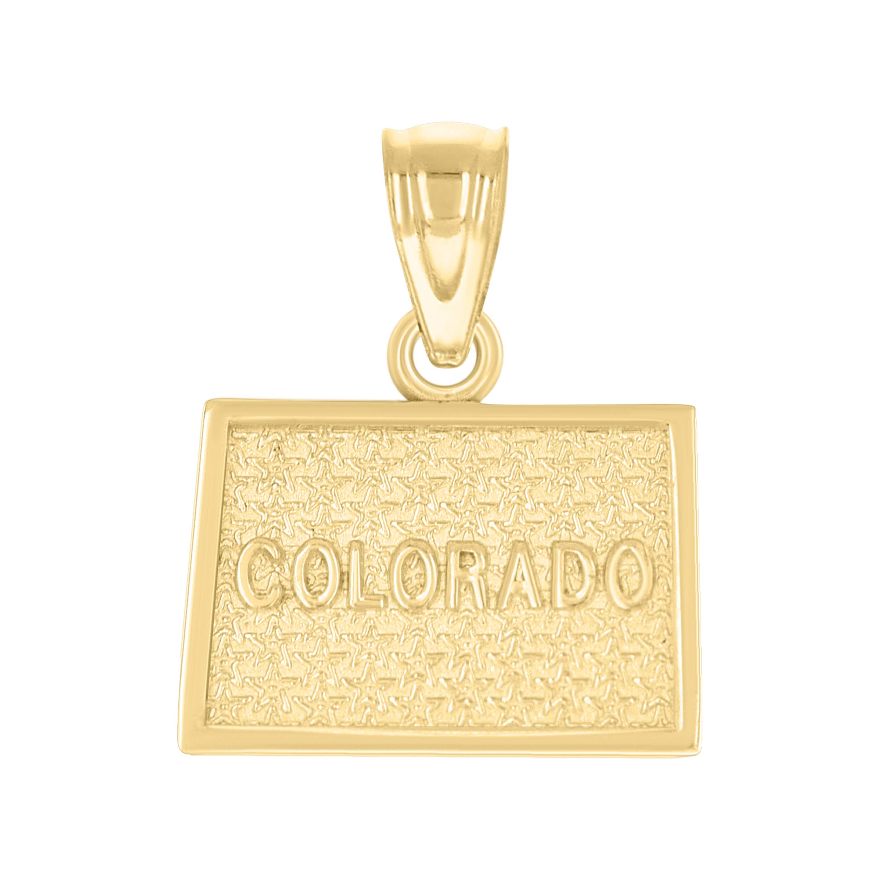 10kt Yellow Gold Textured Unisex Colorado Charm Pendant