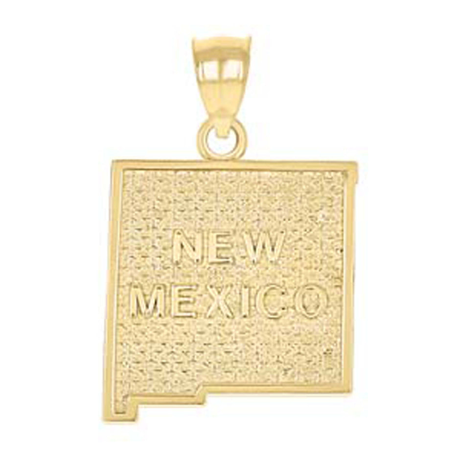 10kt Yellow Gold Textured Unisex New Mexico State Charm Pendant