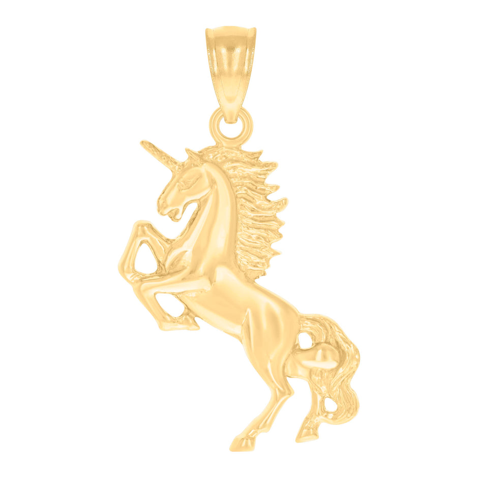 10kt Yellow Gold Unisex Unicorn Animal Charm Pendant
