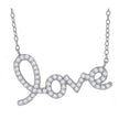 925 Sterling Silver Women Cubic Zirconia Rolo Link Love Necklace