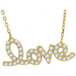 925 Sterling Silver Yellow-Tone Women Cubic Zirconia Rolo Link Love Necklace