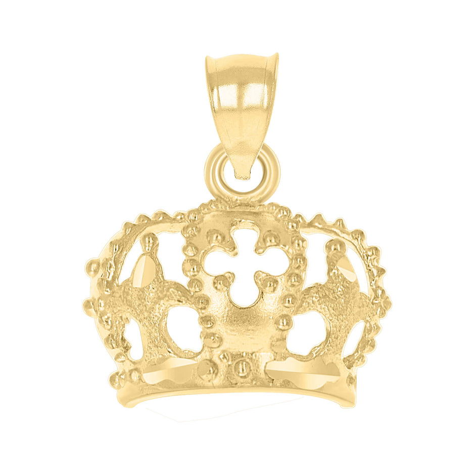 10kt Yellow Gold Textured Unisex Crown Charm Pendant