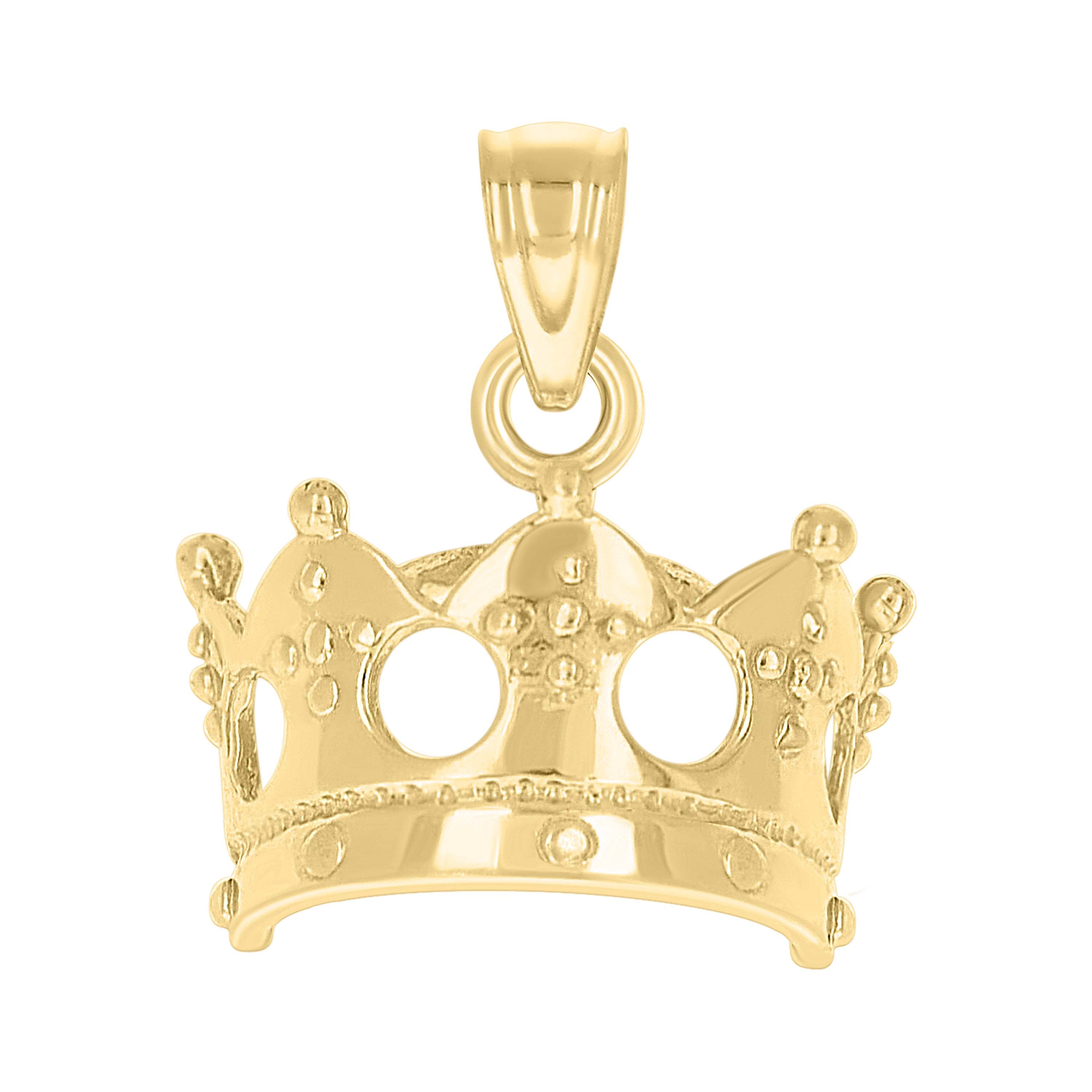 10kt Yellow Gold Unisex Crown Charm Pendant