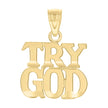 10kt Yellow Gold Diamond-Cut Unisex Try God Religious Charm Pendant