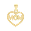 10kt Yellow Gold Diamond-Cut Womens Mom Heart Charm Pendant