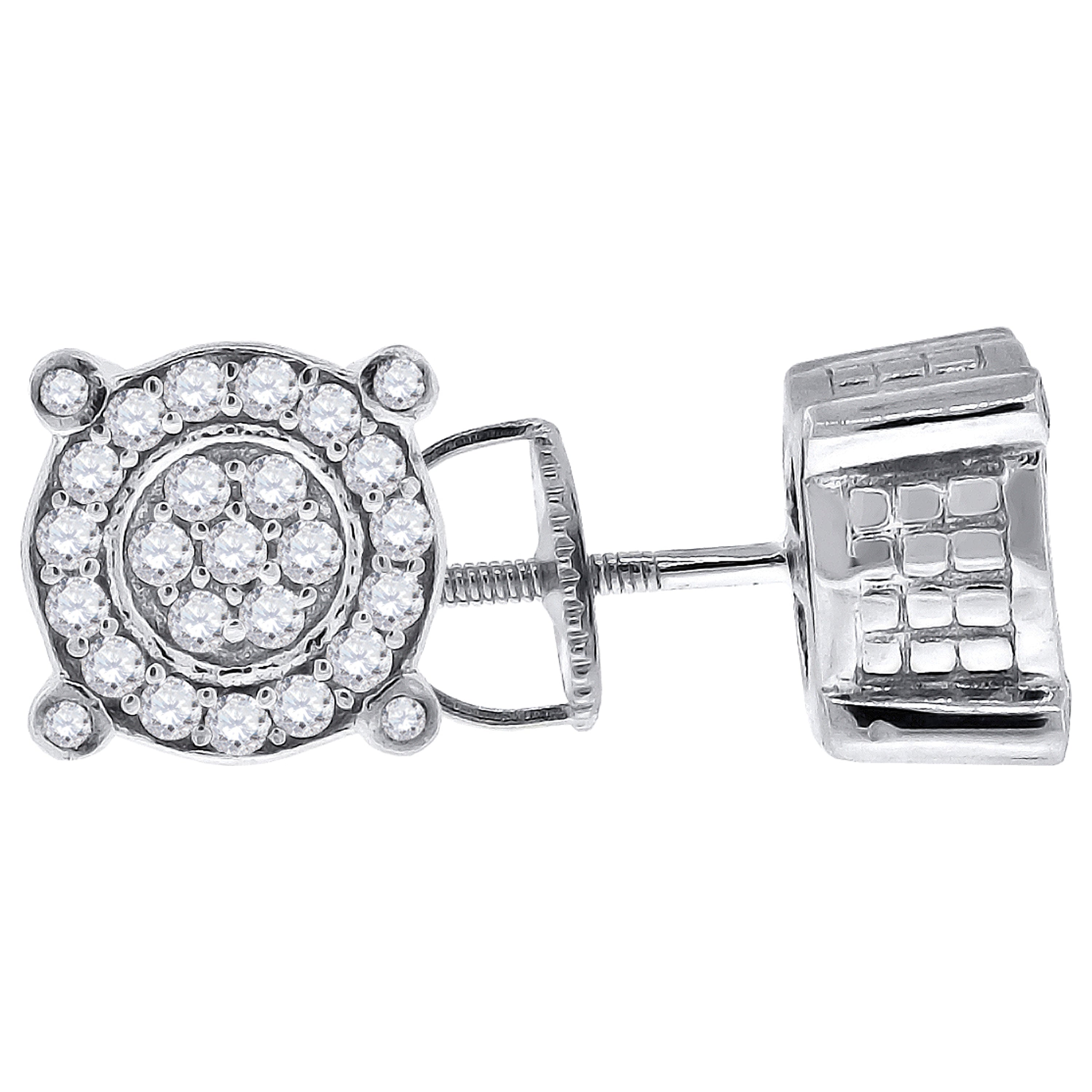 925 Sterling Silver Womens Cubic Zirconia Round Stud Earrings