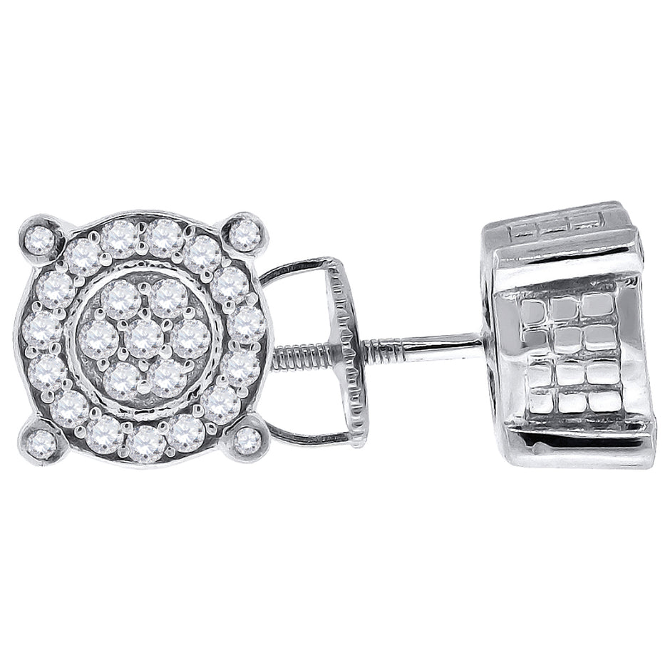 925 Sterling Silver Womens Cubic Zirconia Round Stud Earrings