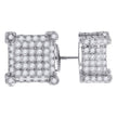 925 Sterling Silver Womens Cubic Zirconia Square Stud Earrings