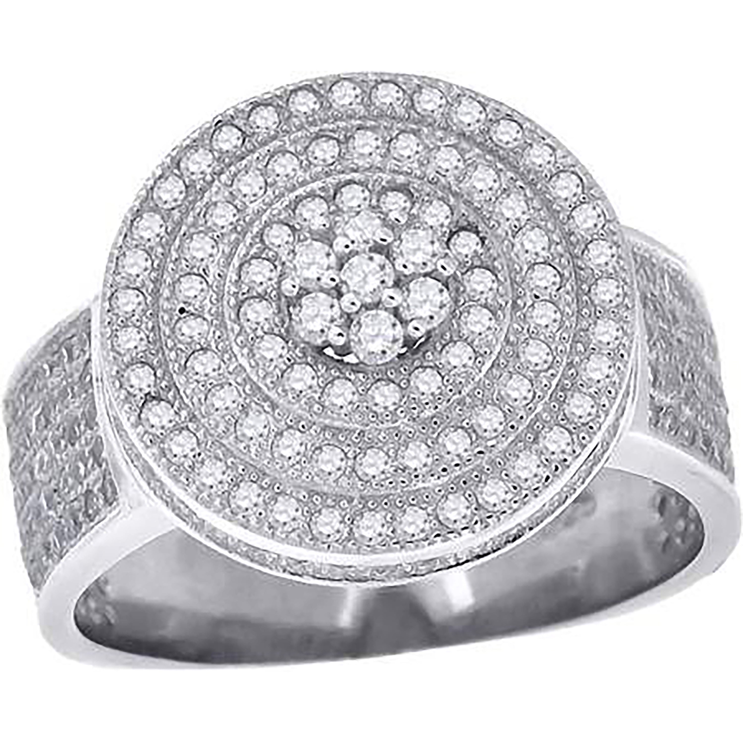 925 Sterling Silver Mens Cubic-Zirconia Round Head Fashion Ring Size 7 - SLV-46687