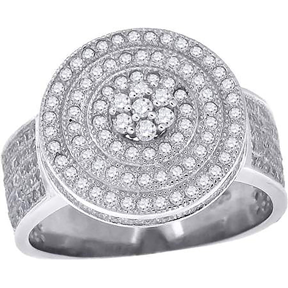 925 Sterling Silver Mens Cubic-Zirconia Round Head Fashion Ring Size 7 - SLV-46687