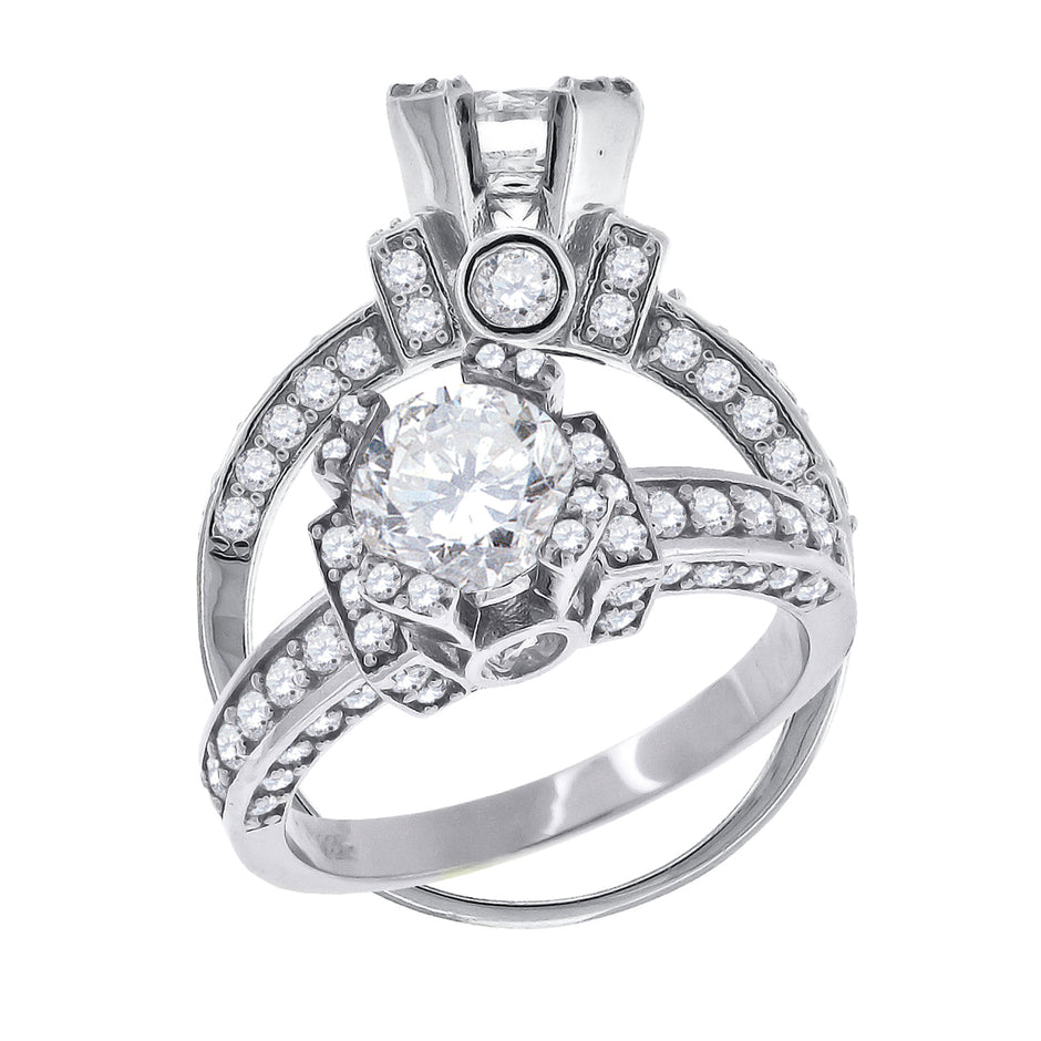 925 Sterling Silver Womens Cubic Zirconia Engagement Ring Size 8 - SLV-46729