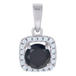 925 Sterling Silver Womens Black Cubic Zirconia Square Fashion Charm Pendant