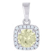 925 Sterling Silver Womens Yellow Cubic Zirconia Square Fashion Charm Pendant
