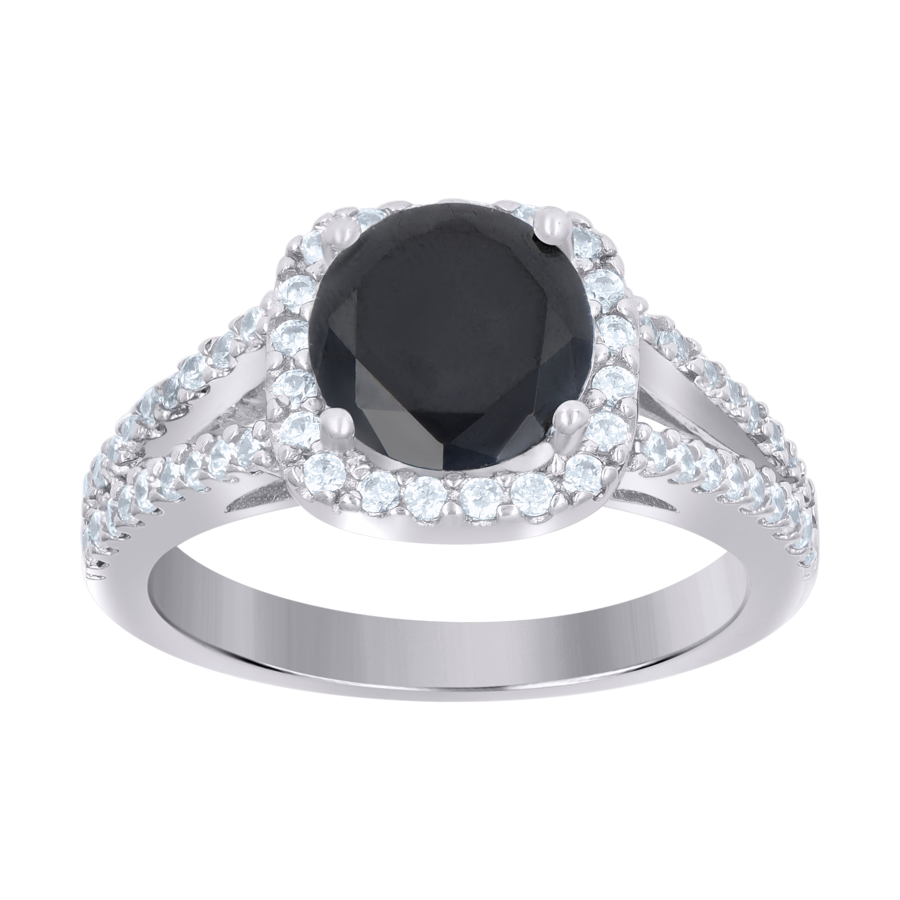 925 Sterling Silver Womens Cubic Zirconia Size-6 Black Color Center Stone Wedding Engagement Anniversary Band Ring