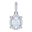 925 Sterling Silver Women Oval Round Cubic-Zirconia Fashion Charm Pendant 