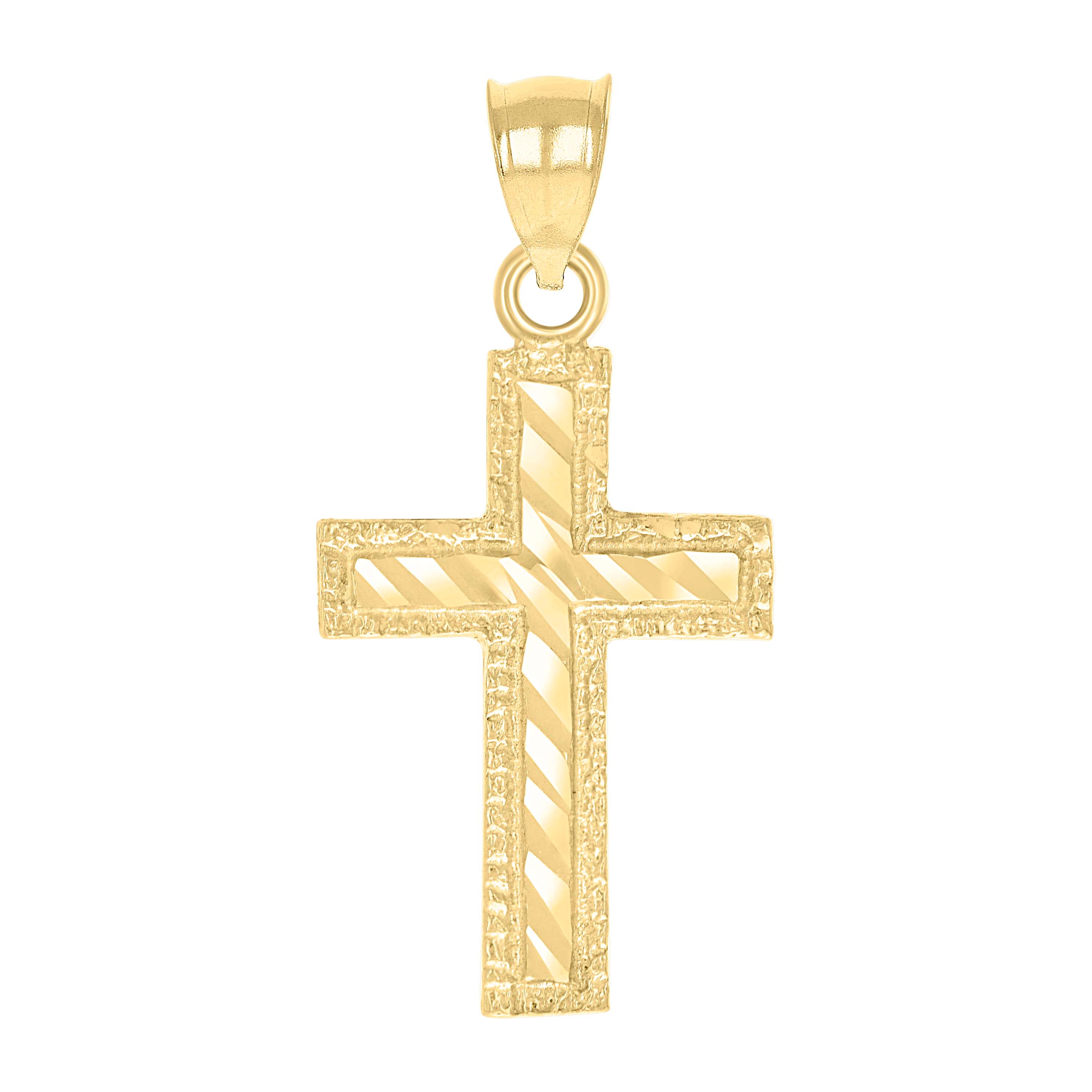 10kt Yellow Gold Diamond-Cut Unisex Cross Religious Charm Pendant