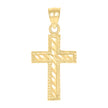 10kt Yellow Gold Diamond-Cut Unisex Cross Religious Charm Pendant