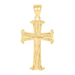 10kt Yellow Gold Textured Unisex Cross Crucifix Religious Charm Pendant