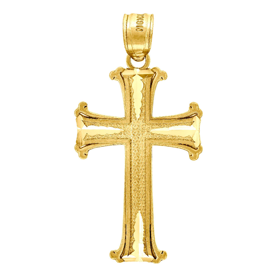 10kt Yellow Gold Textured Unisex Cross Religious Charm Pendant