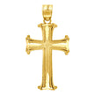 10kt Yellow Gold Textured Unisex Cross Religious Charm Pendant