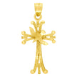 10kt Yellow Gold Textured Unisex Cross Bird Religious Charm Pendant