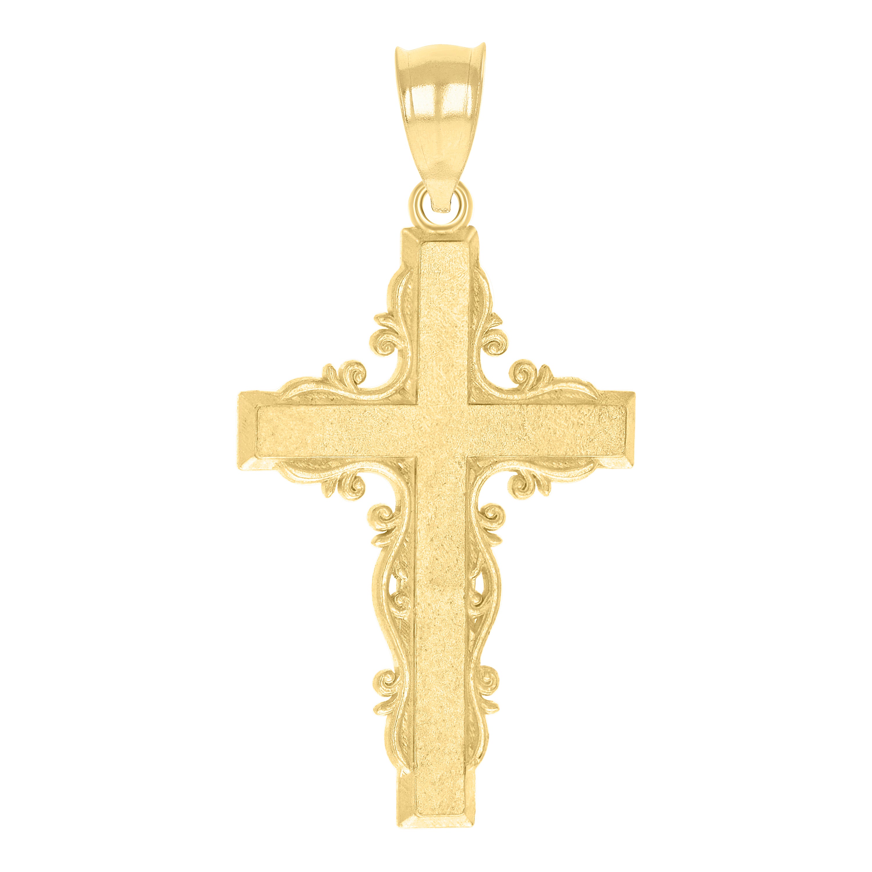 10kt Yellow Gold Diamond-Cut Unisex Cross Religious Charm Pendant