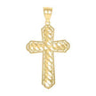 10kt Yellow Gold Diamond-Cut Nugget Unisex Cross Religious Charm Pendant