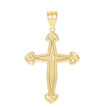 10kt Yellow Gold Unisex Textured Cross Religious Charm Pendant