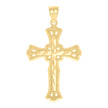 10kt Yellow Gold Diamond-Cut Unisex Cross Religious Charm Pendant