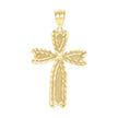 10kt Yellow Gold Diamond-Cut Unisex Cross Religious Charm Pendant