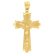 10kt Yellow Gold Diamond-Cut Unisex Cross Crucifix Religious Charm Pendant