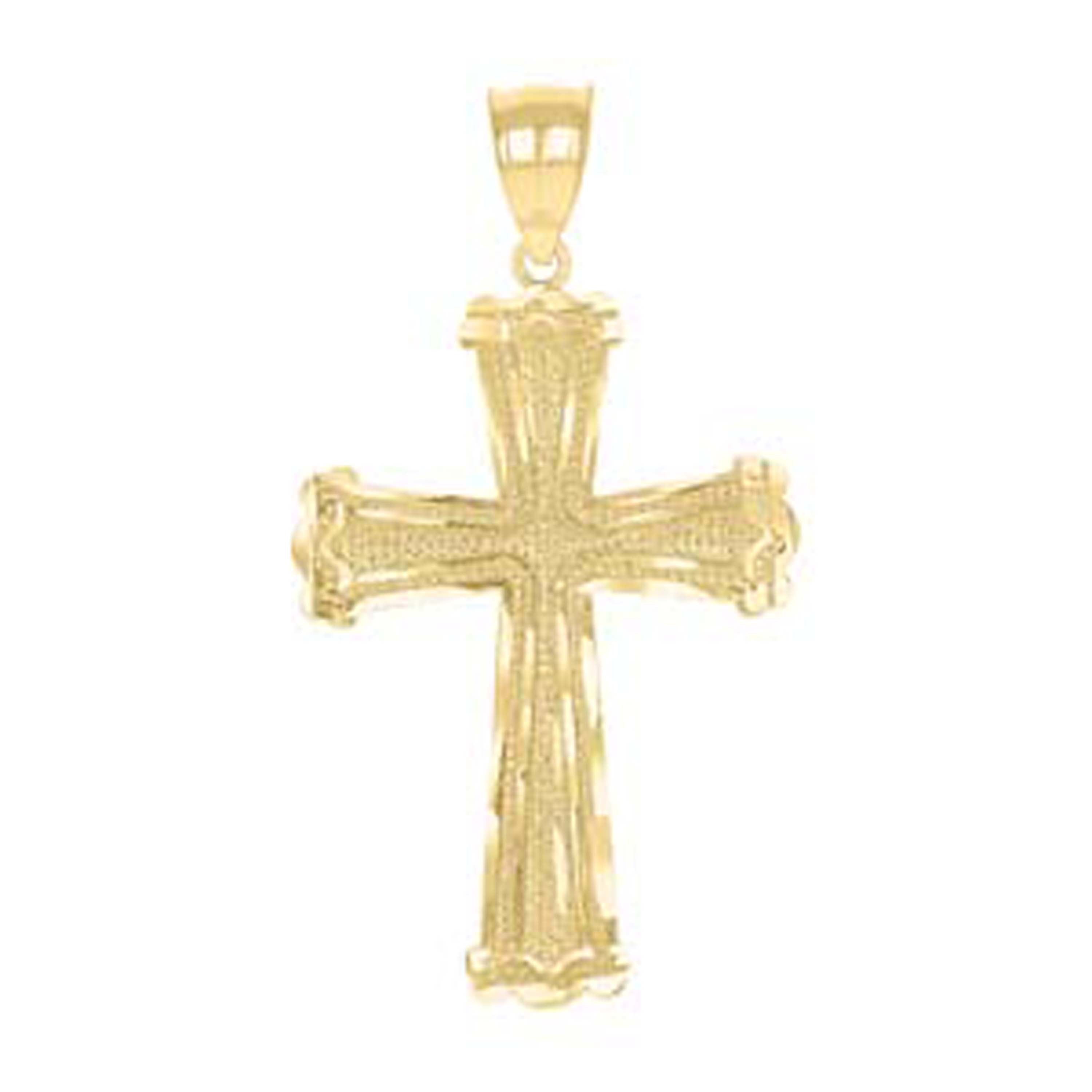 10kt Yellow Gold Diamond-Cut Unisex Cross Religious Charm Pendant