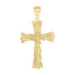10kt Yellow Gold Diamond-Cut Unisex Cross Religious Charm Pendant