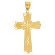 10kt Yellow Gold Diamond-Cut Unisex Cross Religious Charm Pendant