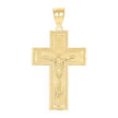 10kt Yellow Gold Diamond-Cut Unisex Cross Crucifix Religious Charm Pendant