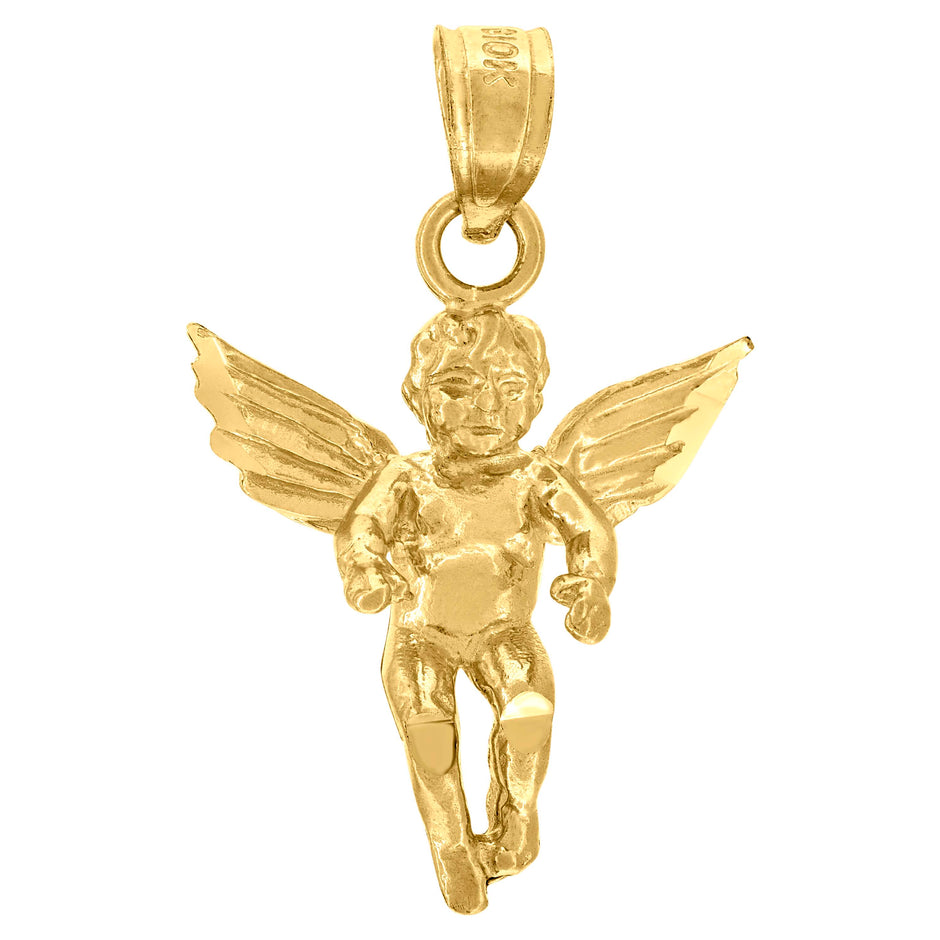 10kt Yellow Gold Unisex Angel Religious Charm Pendant