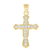10kt Two-Tone Gold Cubic-Zirconia Unisex Cross Religious Charm Pendant